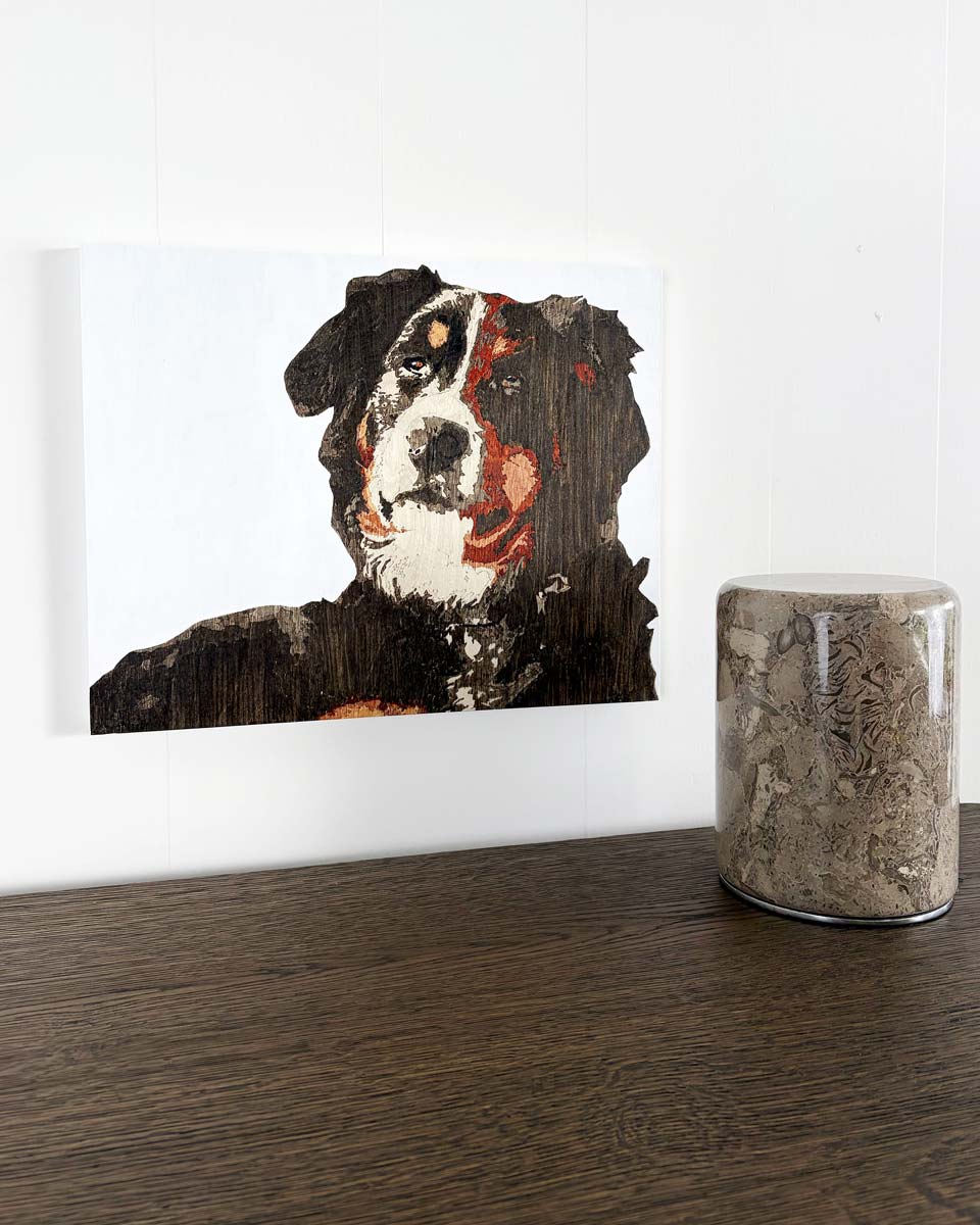 Hand-Etched Wood Pet Portrait — 11x14