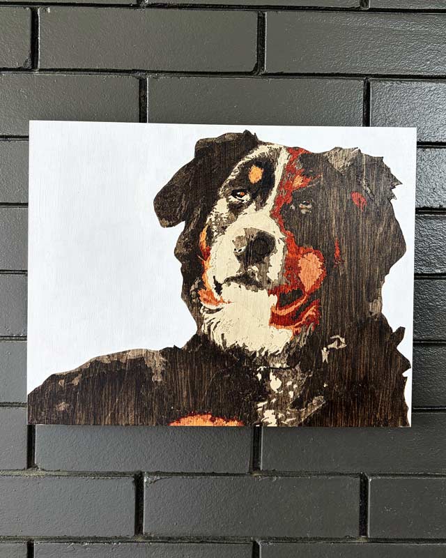 Hand-Etched Wood Pet Portrait — 11x14