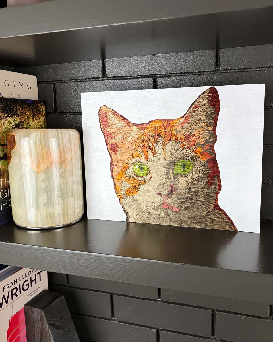 Hand-Etched Wood Pet Portrait — 9x12
