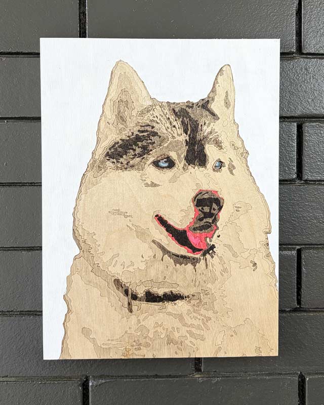 Hand-Etched Wood Pet Portrait — 9x12