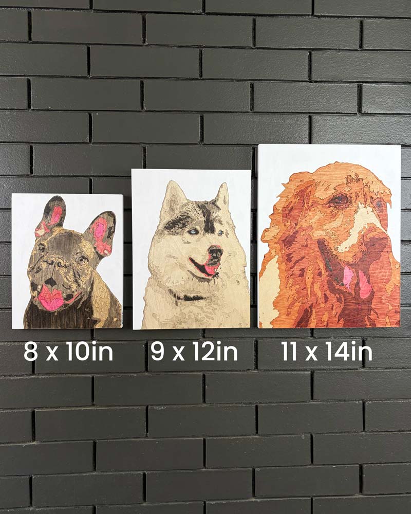 Hand-Etched Wood Pet Portrait — 11x14