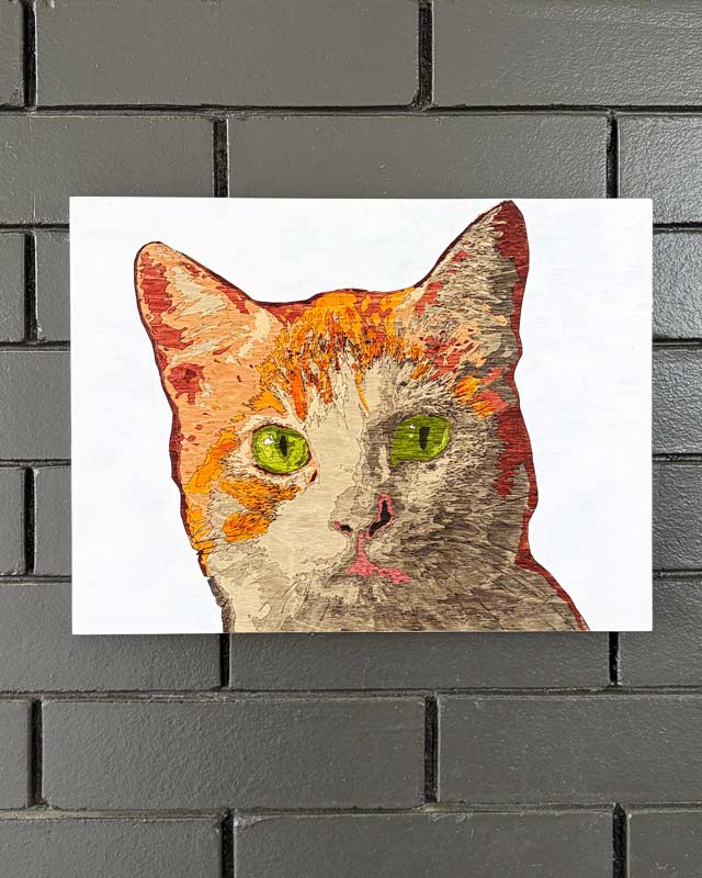 Hand-Etched Wood Pet Portrait